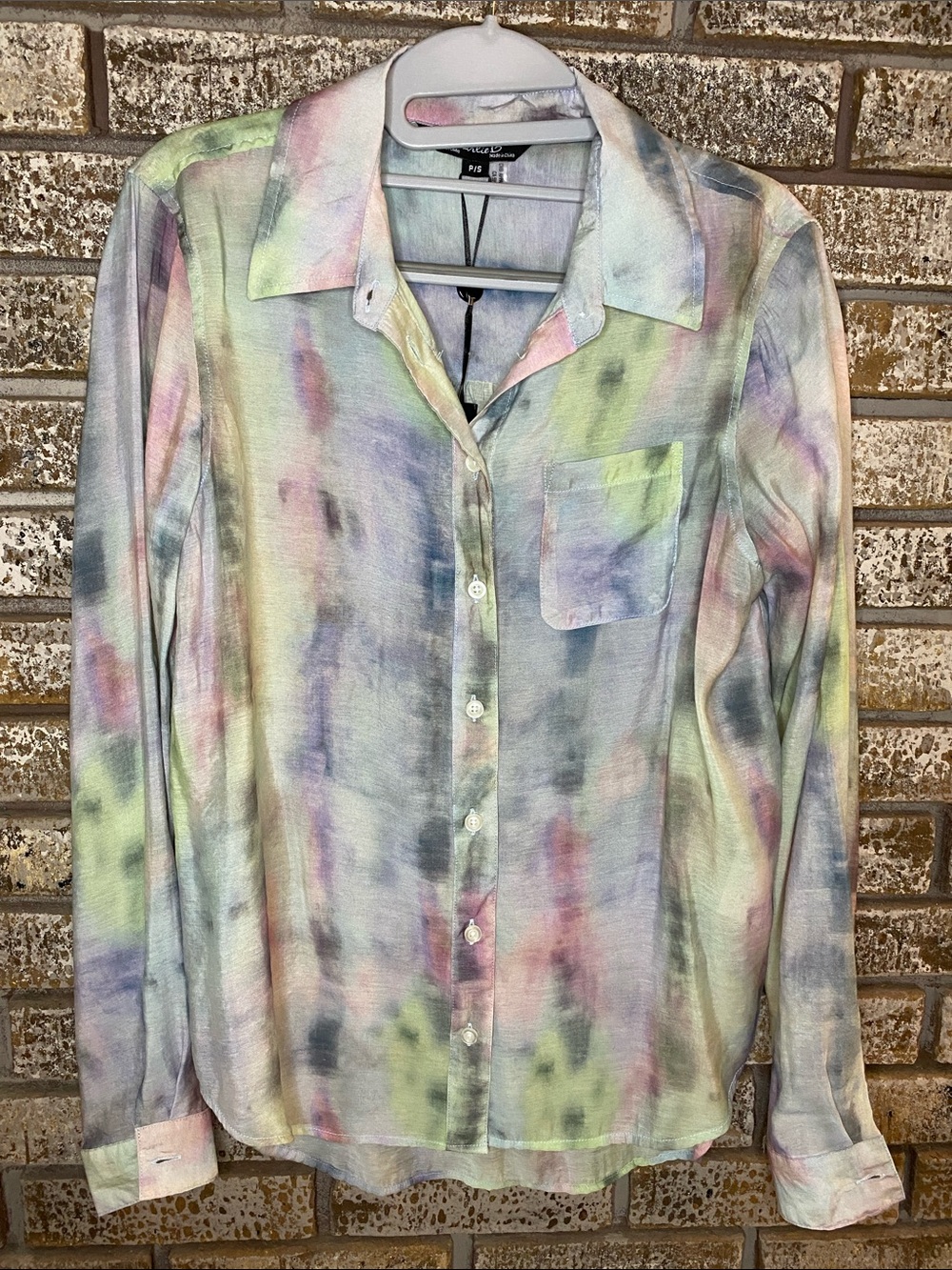 Small, Charlie B tie dye design button down shirt.